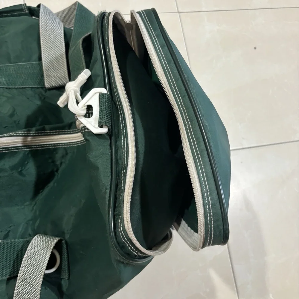 Vintage 80s 90s Adidas Duffle Bag Green Trefoil Gym Bag RARE Zipper Large Gear
